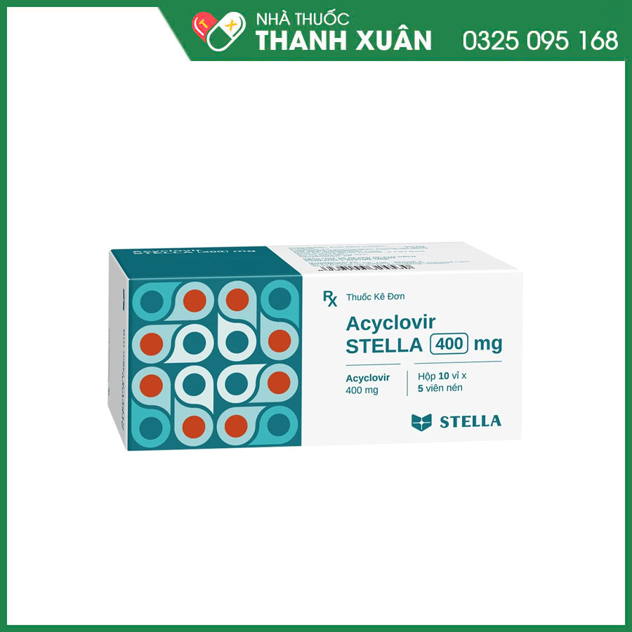 Acyclovir STELLA 400mg điều trị, phòng ngừa và ngăn ngừa tái phát nhiễm Herpes simplex, bệnh thủy đậu và zona